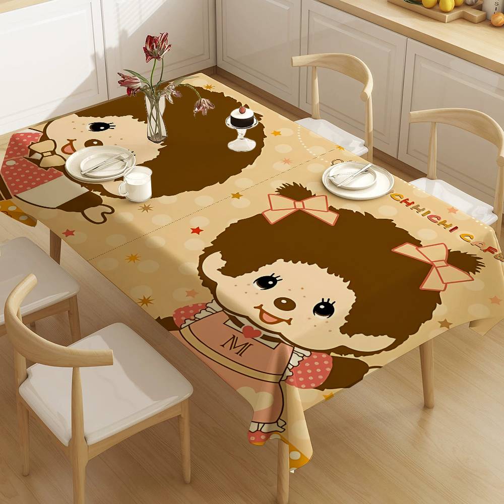 Home Textiles Logo - مفرش طاولة عصري بشعار M-Monchhichi، غطاء