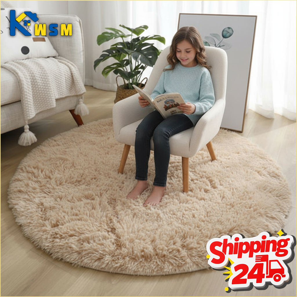 Home Textiles Super Soft - سجادة دائرية منفوشة فائقة النعومة من