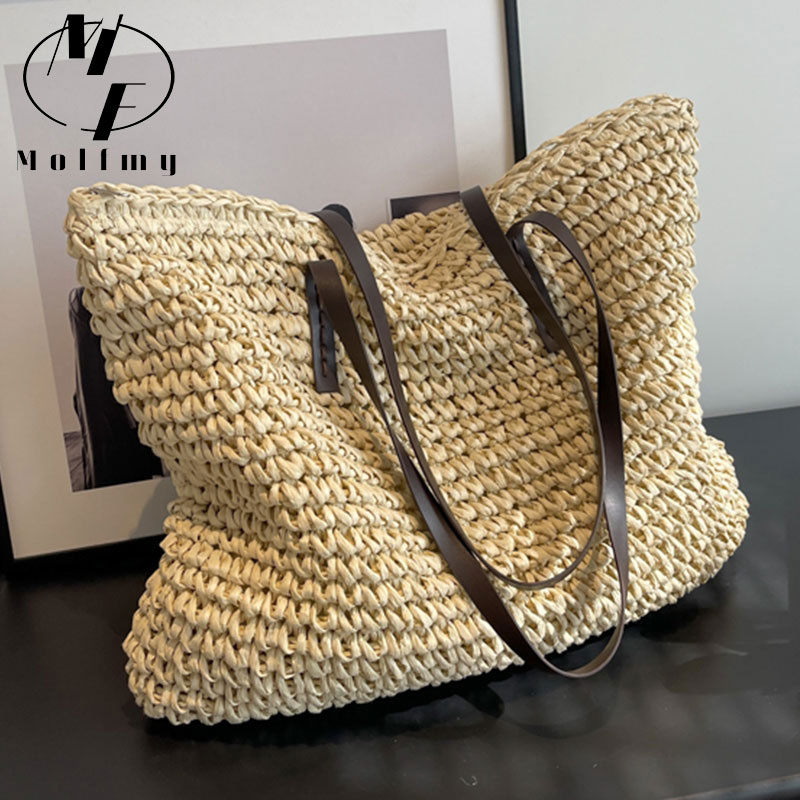 Home Textiles Store - القش المنسوجة حمل الحقائب عارضة كبيرة