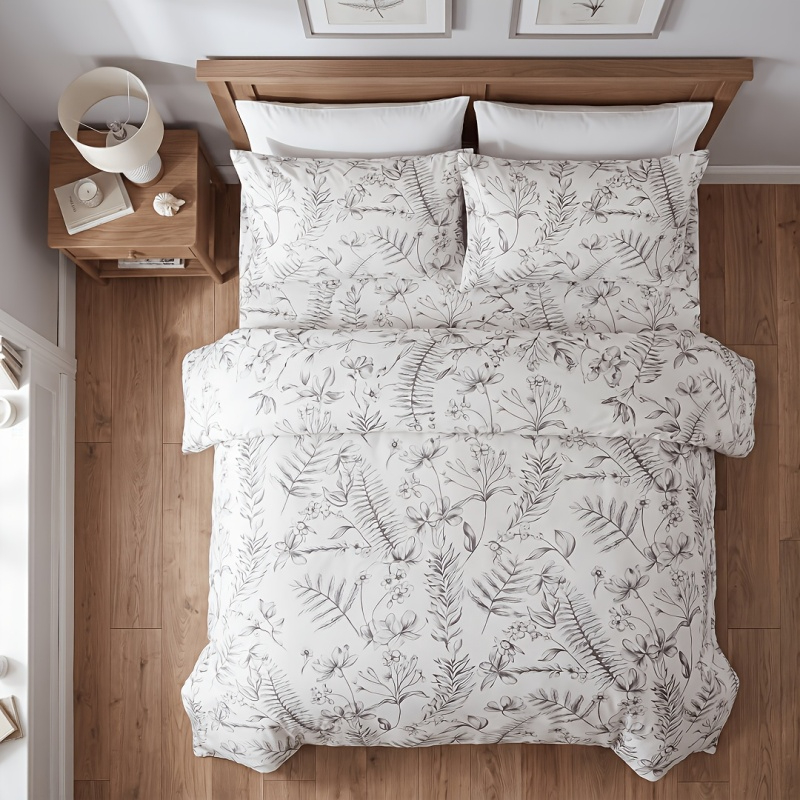 Home Lines Textiles - طقم غطاء لحاف بتصميم فني رمادي