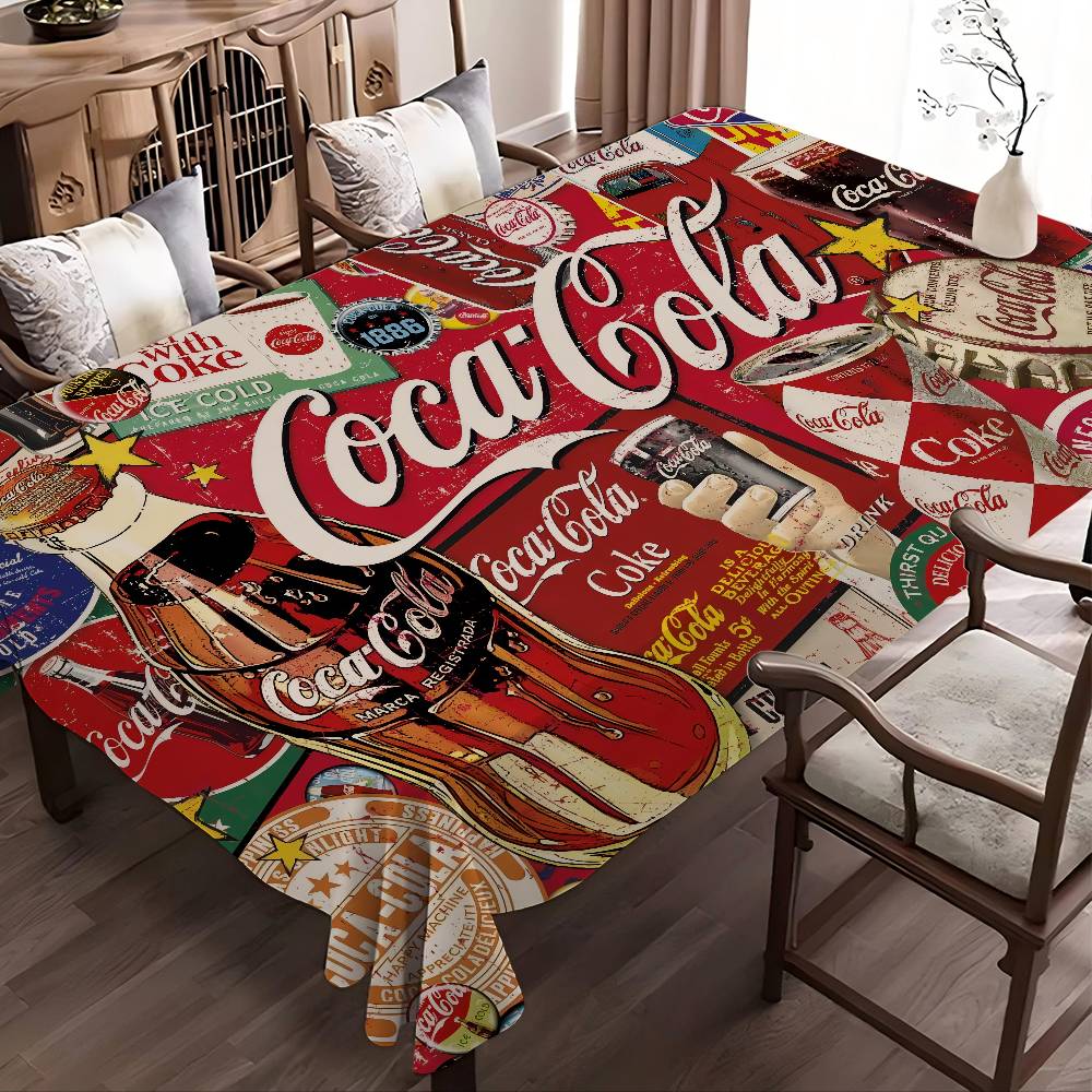 Home Textiles Logo - مفارش طاولة مستطيلة بشعار C-COCA مطبوعة