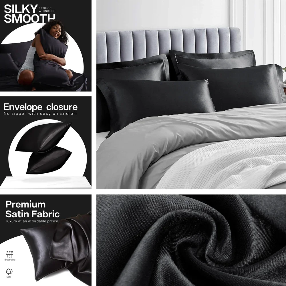2 عبوة من كيس وسادة الساتان لل - مراجعة Home Textiles Super Soft وسعره