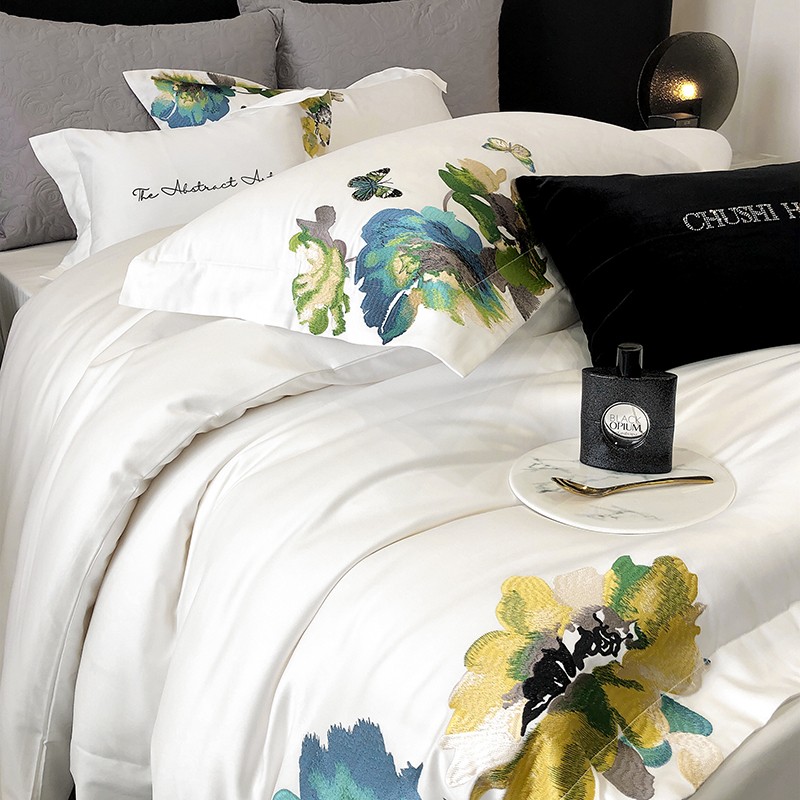 غطاء لحاف ناعم حريري أبيض ، تط - مراجعة Home Textiles Super Soft وسعره