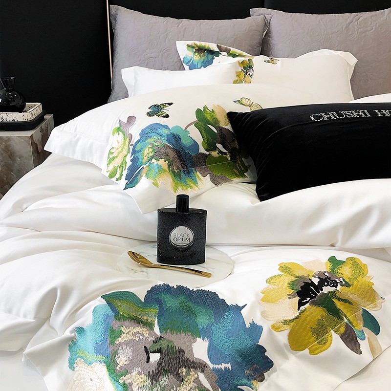 غطاء لحاف ناعم حريري أبيض ، تط - مراجعة Home Textiles Super Soft وسعره